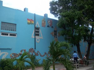 The artwork that decorates the facility was done by children from the community as part of a summer program that runs from July to August.